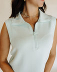 Ice Mint Soft Modal Half Zip Top