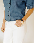 Optic White Meg High Rise Fab Ab Wide Leg Raw Hem