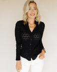 Black Dreamgirl Lace Button Up