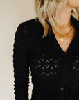 Black Dreamgirl Lace Button Up