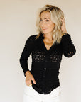 Black Dreamgirl Lace Button Up