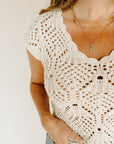 Natural Kendra Crochet Top