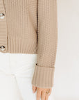 Warm Taupe V Neck Cardigan