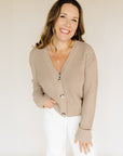 Warm Taupe V Neck Cardigan