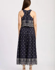 Navy Embroidered Nara Maxi Skirt