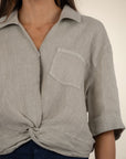 Wheat Rebel Knot Front Shirt