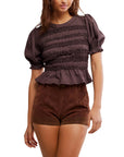French Chocolate Maxey Knit Top
