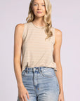 White Pepper Stripe Euclid Tank