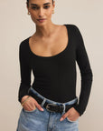 Black Second Skin Scoop Neck Top