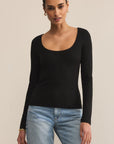 Black Second Skin Scoop Neck Top