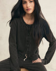 Vintage Black Daily Knit Denim Cardigan