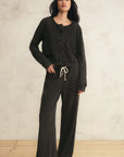Vintage Black Daily Knit Denim Cardigan
