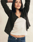 Vintage Black Daily Knit Denim Cardigan