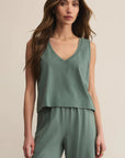 Hunter Green Sloane V Neck Top