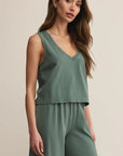 Hunter Green Sloane V Neck Top