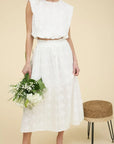 White Eyelet Walk Midi Skirt