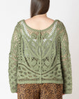 Sage Crochet Cropped Boatneck Sweater