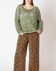 Sage Crochet Cropped Boatneck Sweater