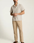 Khaki Space Dye Stripe Riviera Cabana Shirt One Fit