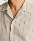 Khaki Space Dye Stripe Riviera Cabana Shirt One Fit