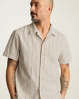 Khaki Space Dye Stripe Riviera Cabana Shirt One Fit