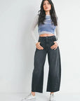 Washed Black Barrel Jean