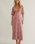 Rose Mauve Mavis Dulce Floral Midi  Dress